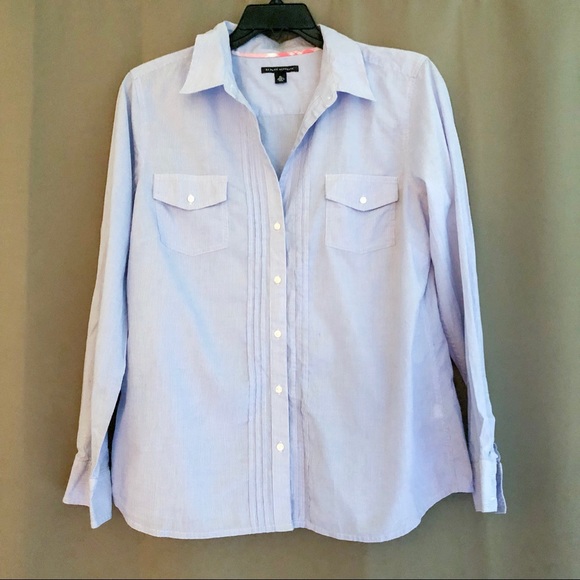 Banana Republic Tops - BANANA REPUBLIC Blue Pintuck Striped Shirt XL EUC